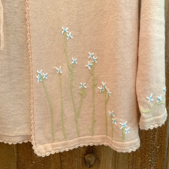 Frenchi Tie Up Embroidered Flower Cardigan Size S/M - Picture 6 of 10